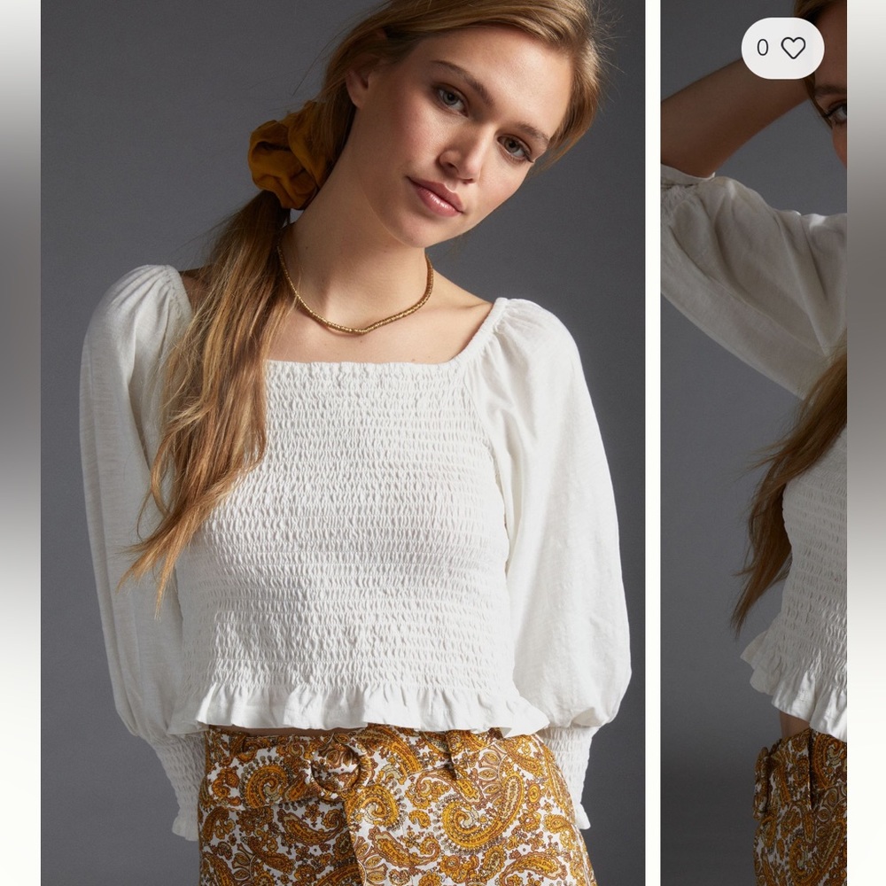 ANTHROPOLOGIE: PILCRO GINNY SMOCKED CROP TOP